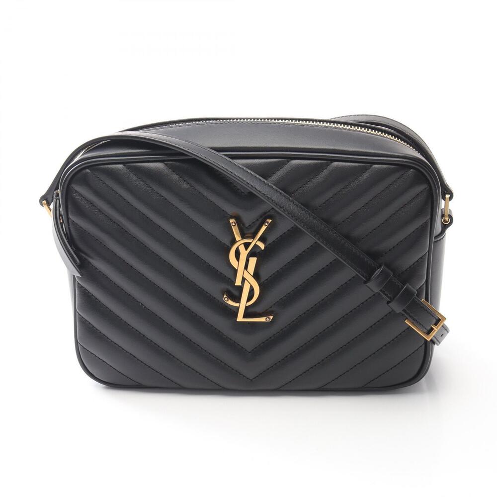Saint Laurent LOU Monogram Camera Bag Shoulder Leather Black
